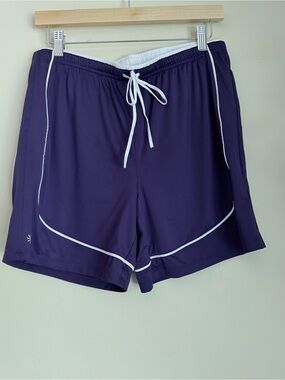 Athleta Men's Deep Purple Athletic Drawstring Shorts with White Piping